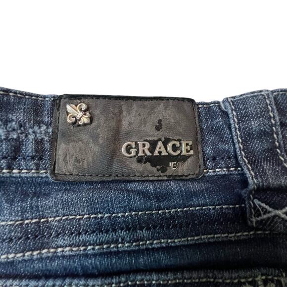 Grace in LA Jeans Size 13/30 Embellished Bootcut Rhinestone Pockets FLAW - Picture 11 of 15